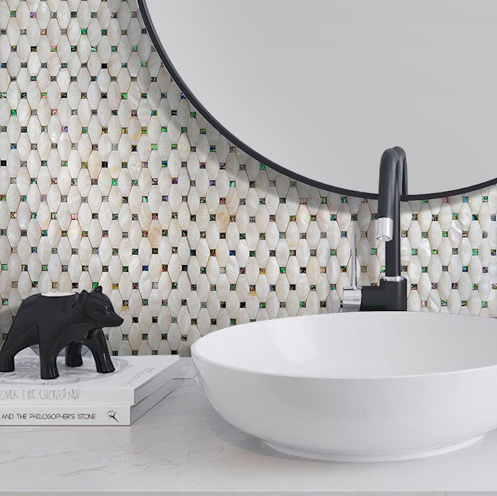 Mother Of Pearl Pillow With Abalone Dots Mosaic Tile | Tile Club