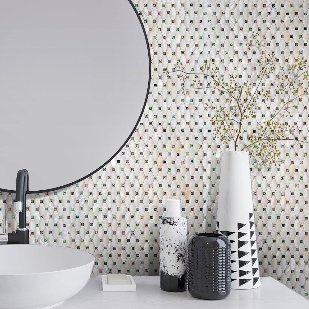 Mother Of Pearl Pillow With Abalone Dots Mosaic Tile | Tile Club