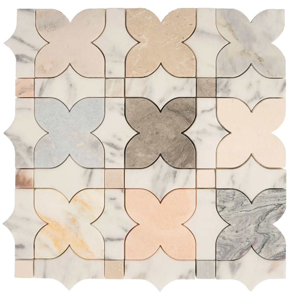 Multicolor Stars and Marble Mosaic Tile