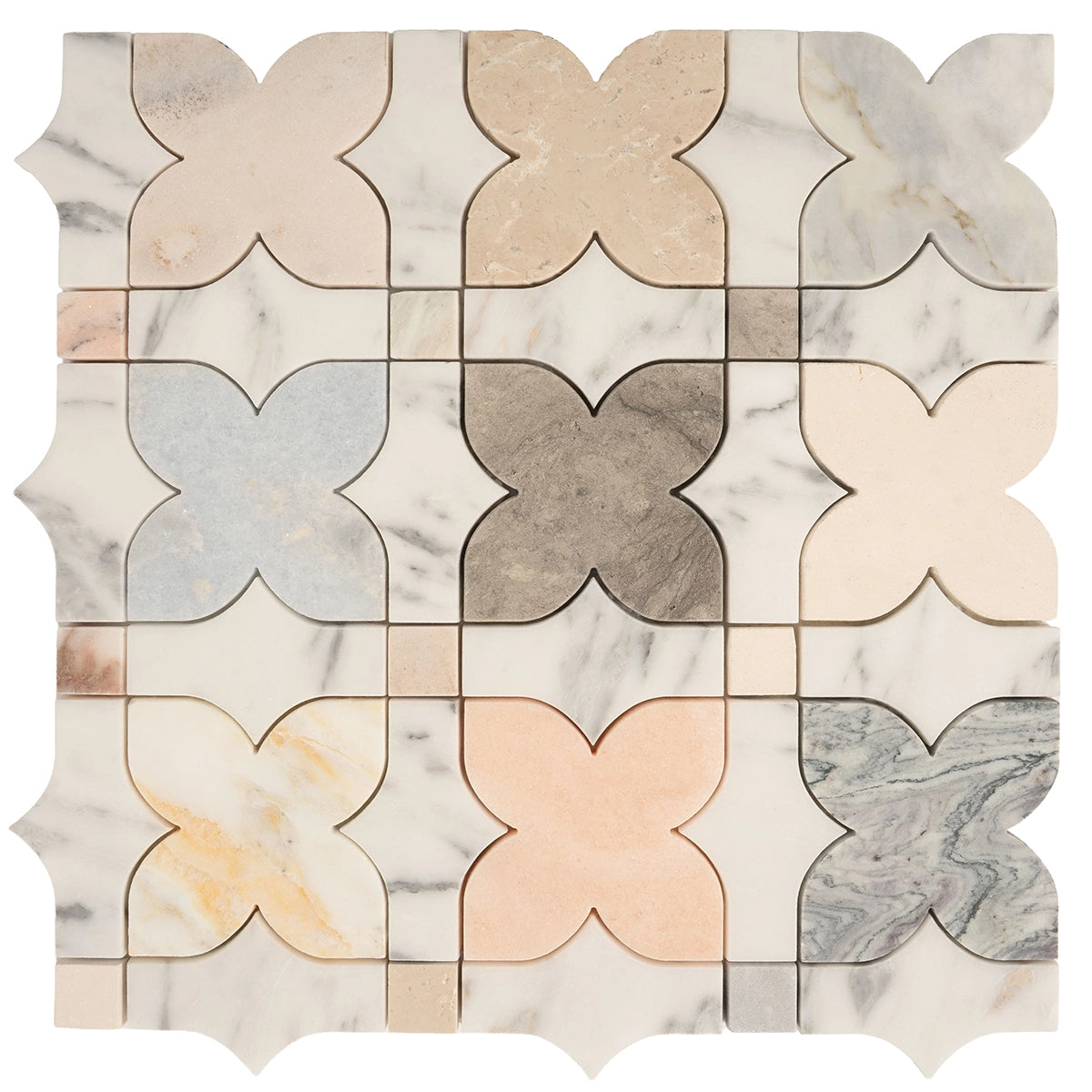 Multicolor Stars and Marble Mosaic Tile