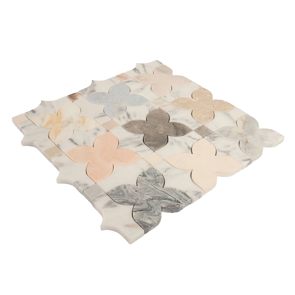 Multicolor Stars and Marble Mosaic Tile