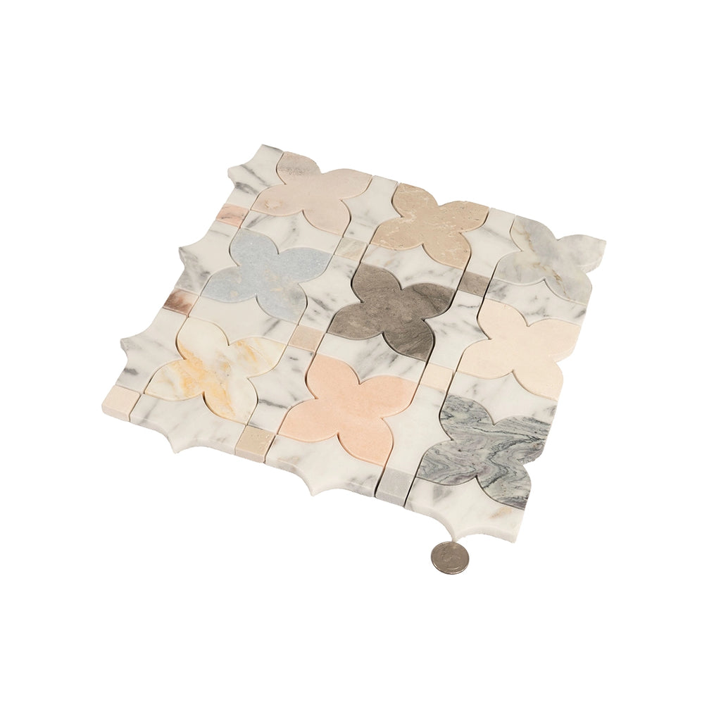 Multicolor Stars and Marble Mosaic Tile