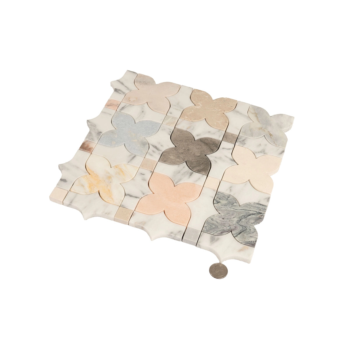Multicolor Stars and Marble Mosaic Tile