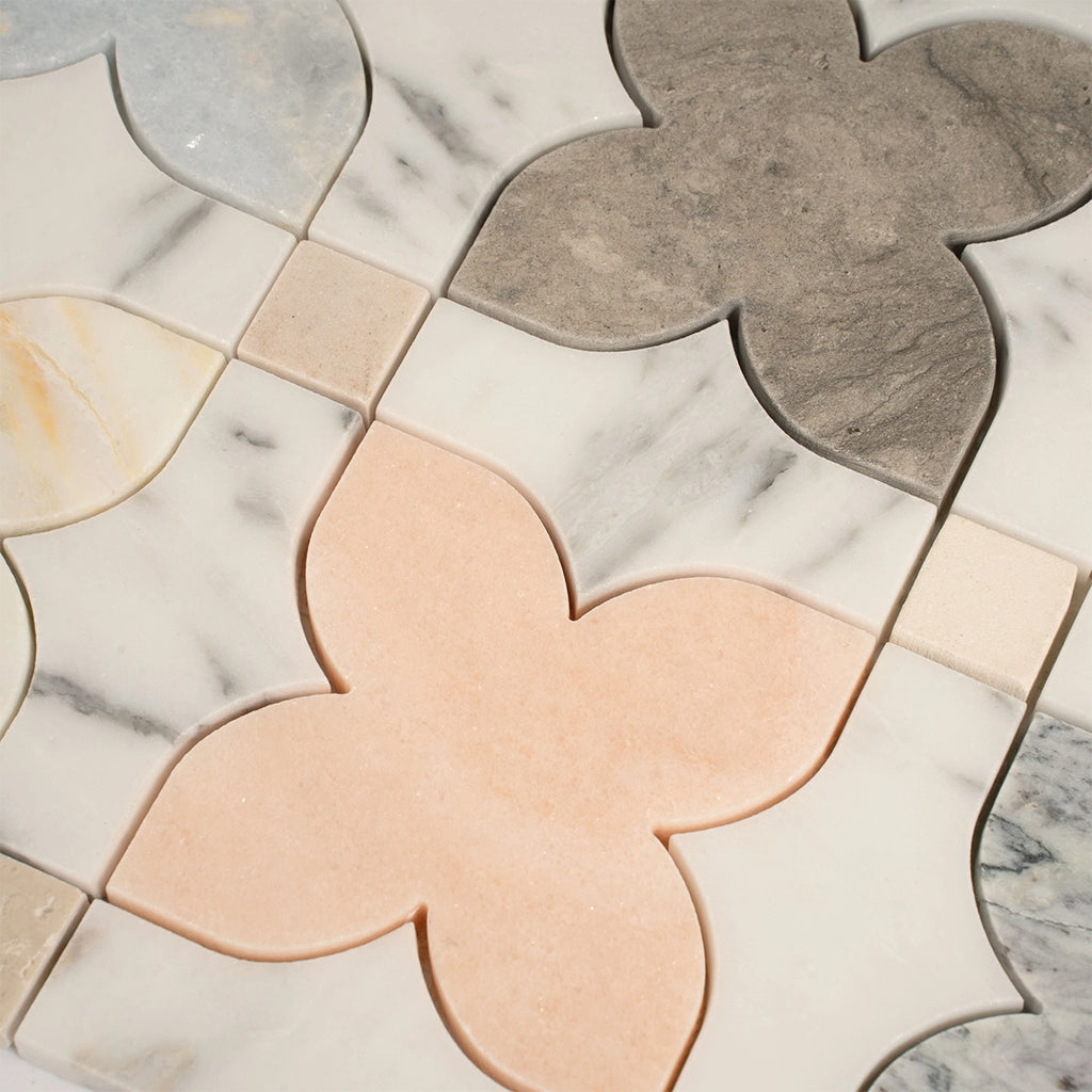 Multicolor Stars and Marble Mosaic Tile