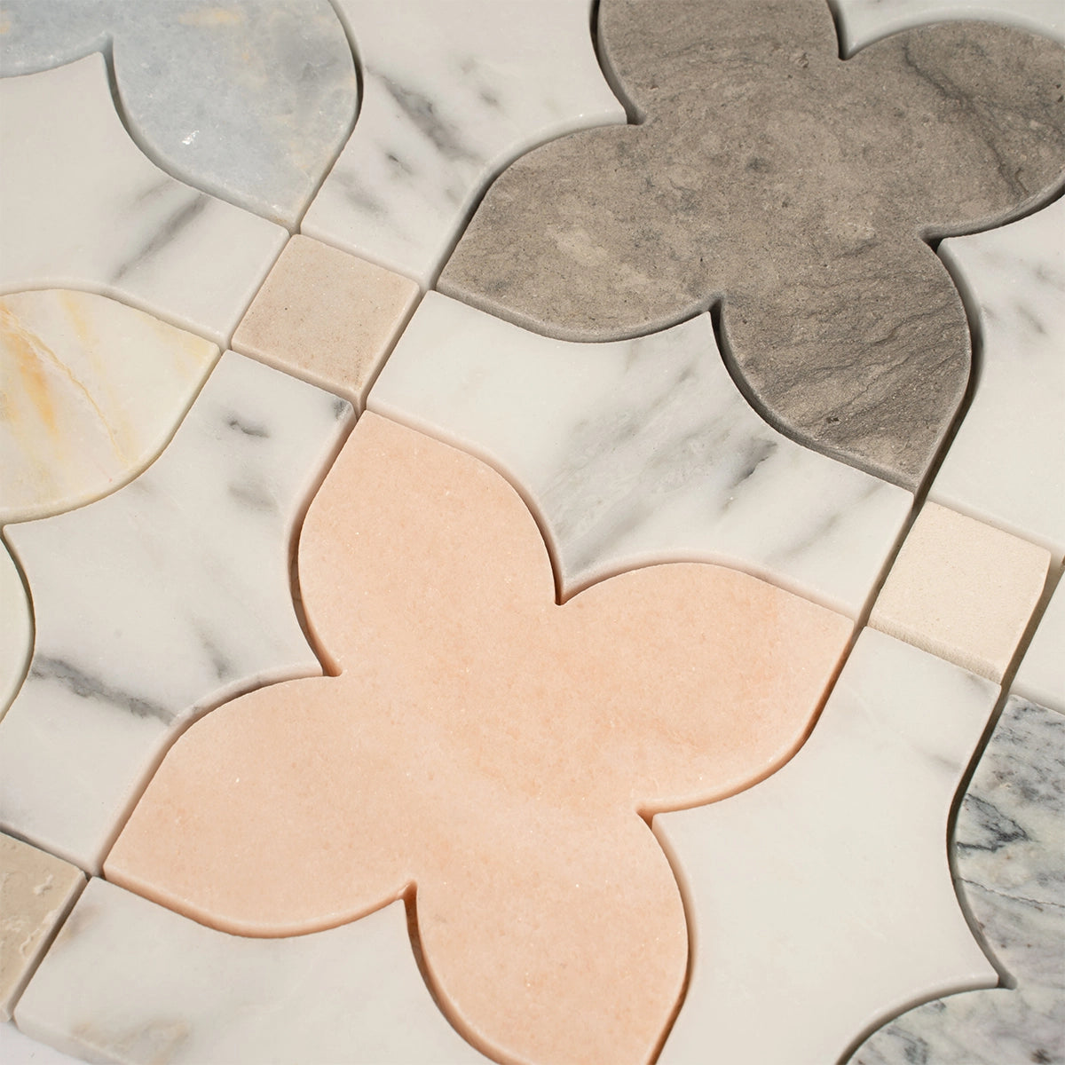 Multicolor Stars and Marble Mosaic Tile