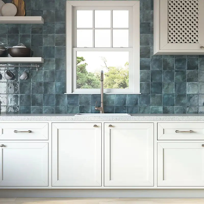 Munson Blue Gloss Ceramic Square Tile 6"x6" | Tile Club