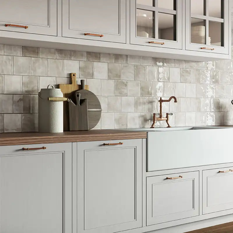 Munson Off White Gloss Ceramic Square Tile 6"x6" | Tile Club