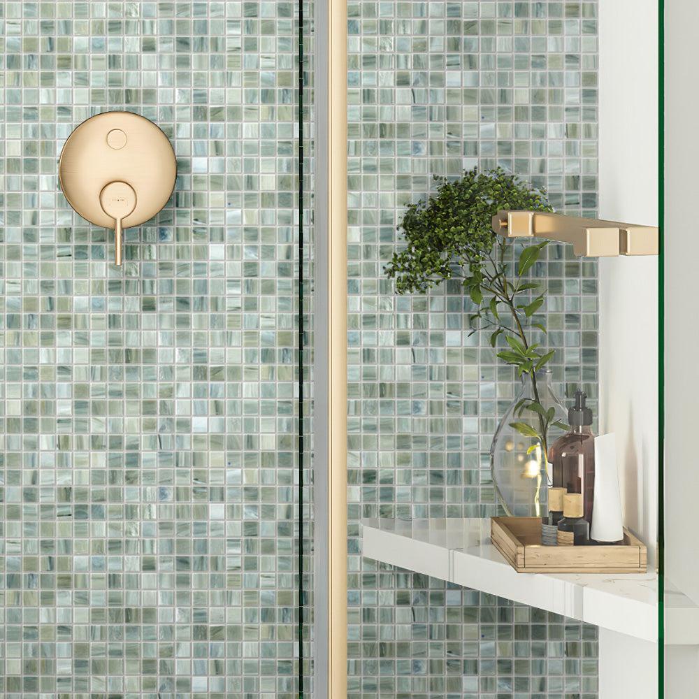Nautical Blue & White Mixed Squares Glass Pool Tile | Tile Club