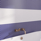 Navy Blue Buttons Porcelain Penny Round Tile | Tile Club