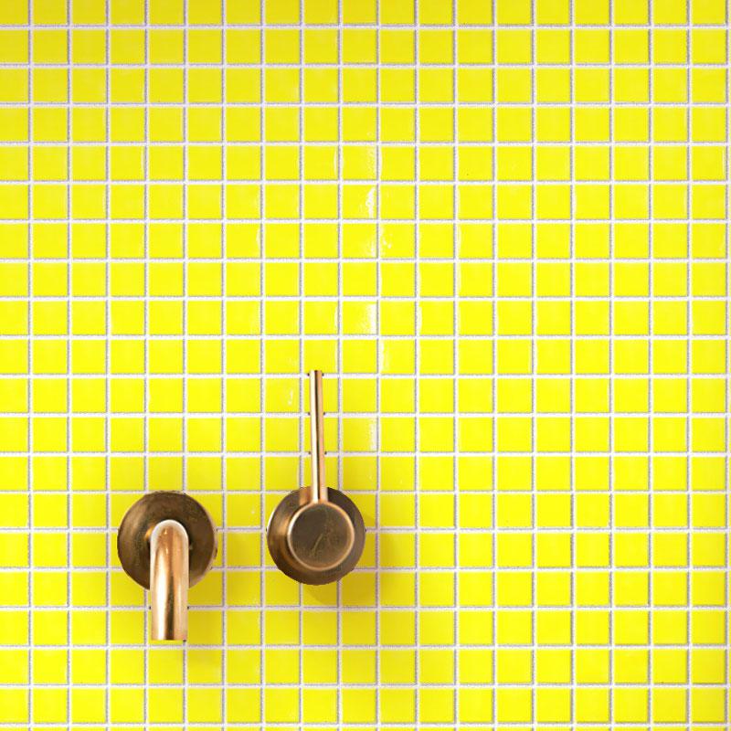 Neon Yellow Squares Glass Pool Tile | Tile Club