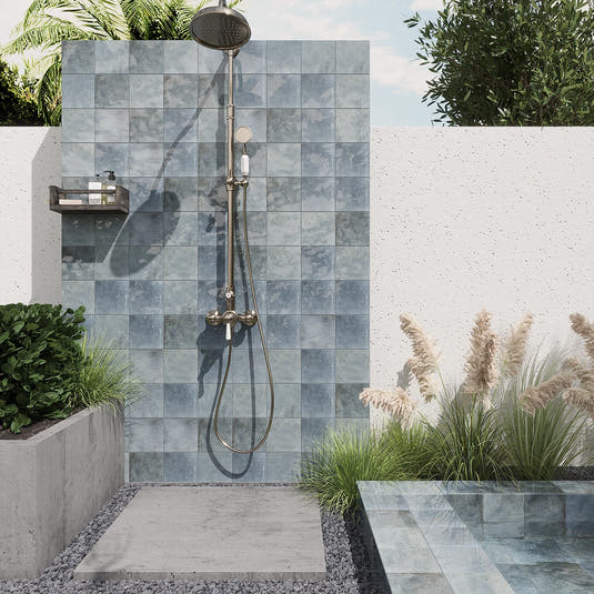 Nerida Blue Glossy 5.9" Porcelain Pool Tile | Tile Club