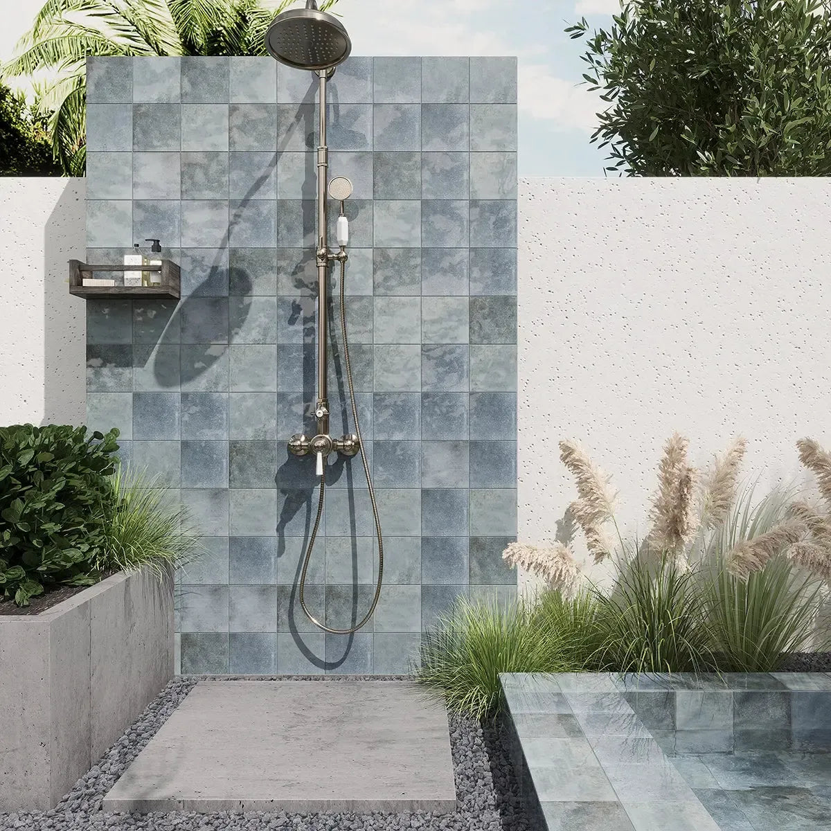 Nerida Blue Glossy 5.9" Porcelain Pool Tile | Tile Club