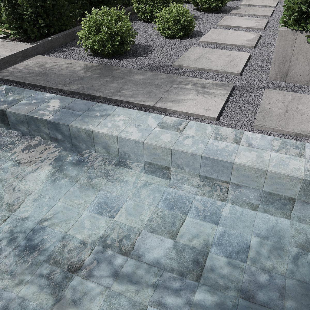Nerida Blue Glossy 5.9" Porcelain Pool Tile | Tile Club