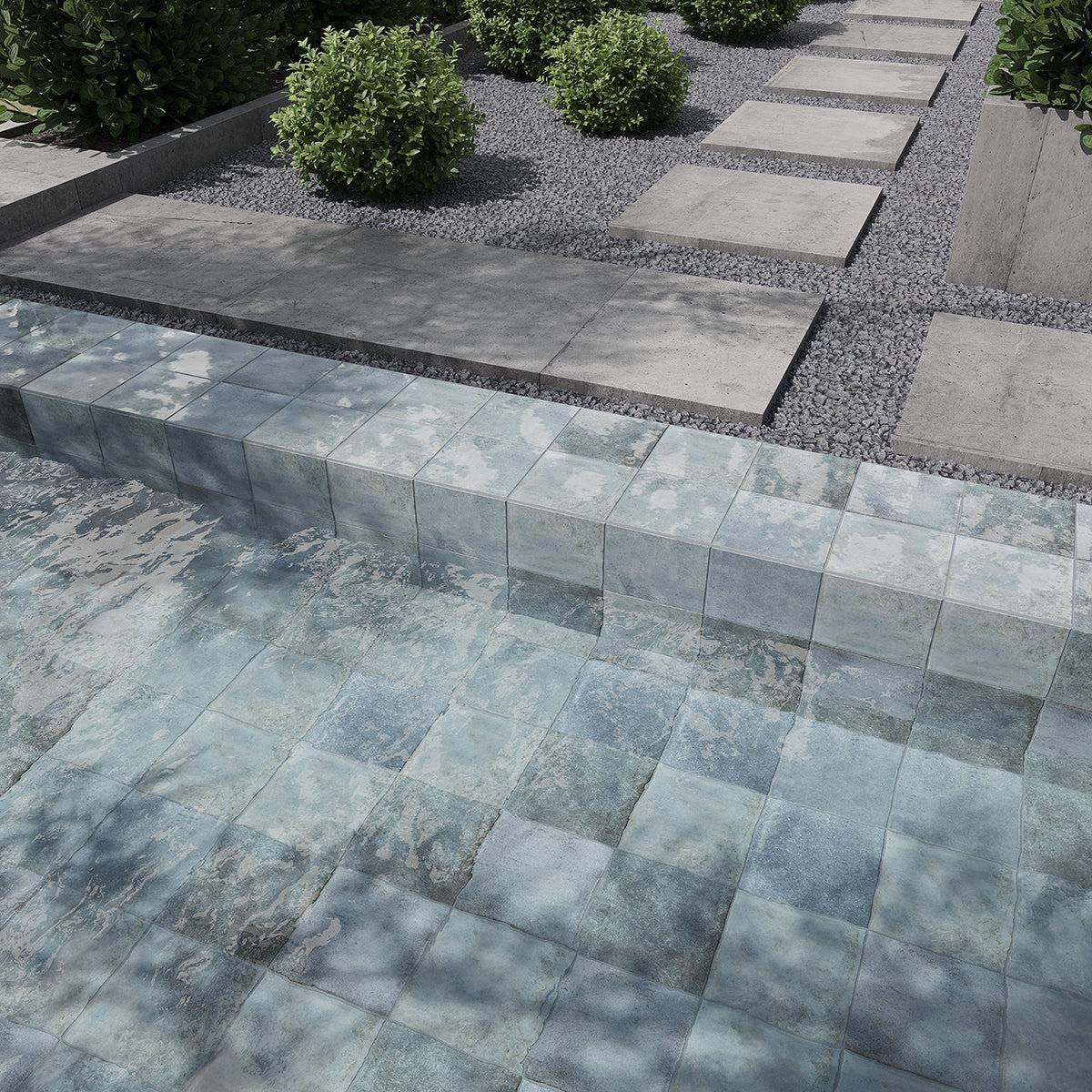 Nerida Blue Glossy 5.9" Porcelain Pool Tile | Tile Club