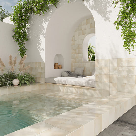 Nerida Canvas Glossy 5.9" Porcelain Pool Tile | Tile Club