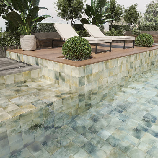 Nerida Celadon Glossy 5.9" Porcelain Pool Tile | Tile Club
