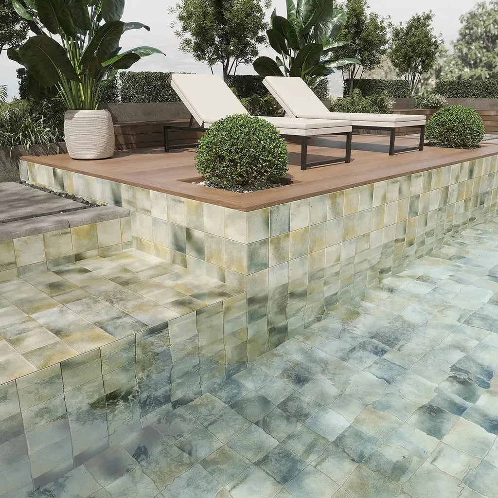 Nerida Celadon Glossy 5.9" Porcelain Pool Tile | Tile Club