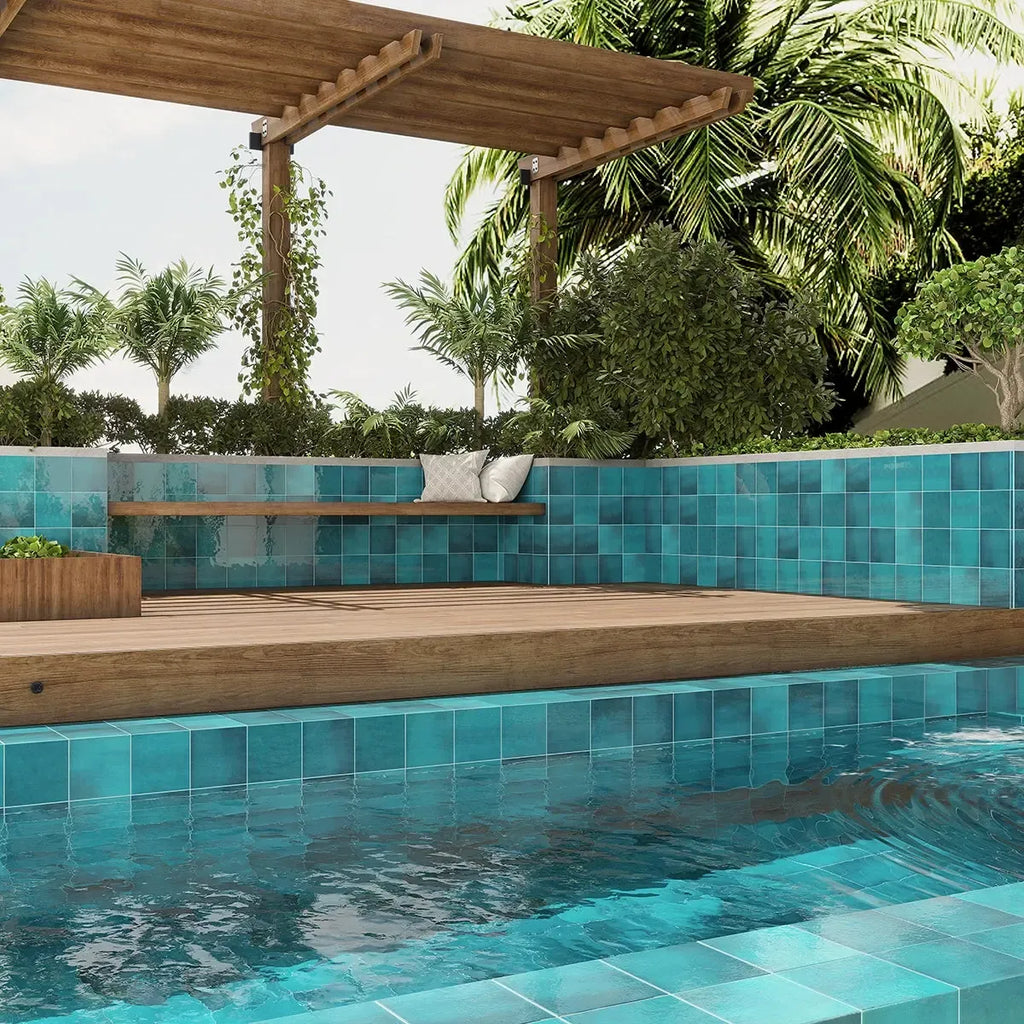 Nerida Glacier Glossy 5.9" Porcelain Pool Tile | Tile Club