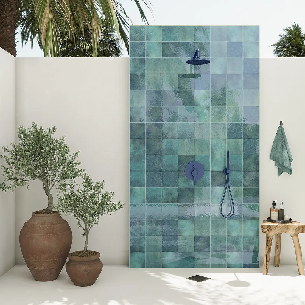 Nerida Green Glossy 5.9" Porcelain Pool Tile | Tile Club