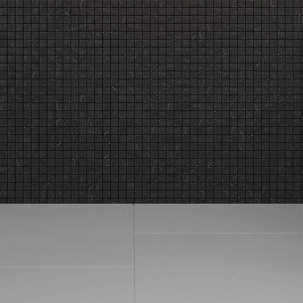 Nero Marquina 1X1 Honed Marble Mosaic Tiles Wall Ciose-up
