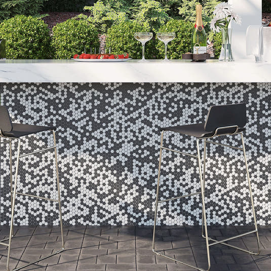 Black and White Marble Penny Tile | Tile Club