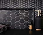 Nero Marquina 2 Inch Hexagon Honed Marble Mosaic Tile | Tile Club