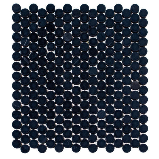 Nero Marquina Penny Tumbled Mosaic Tile