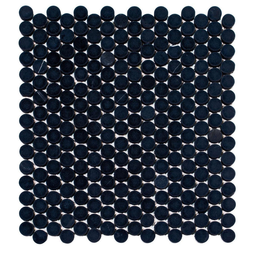 Nero Marquina Penny Tumbled Mosaic Tile