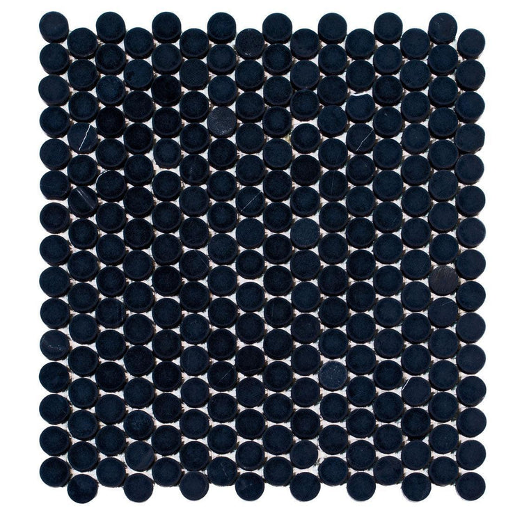 Nero Marquina Penny Tumbled Mosaic Tile
