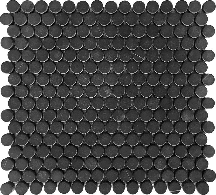 Nero Marquina Penny Tumbled Mosaic Tile Sample