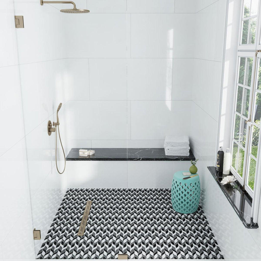 Nero Marquina & White Leaf Marble Mosaic Tile | Tile Club