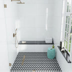 Nero Marquina & White Leaf Marble Mosaic Tile | Tile Club