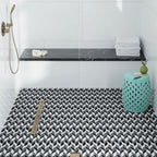 Nero Marquina & White Leaf Marble Mosaic Tile | Tile Club