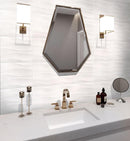 White Bathroom with Neutral Blanco Five Backsplash