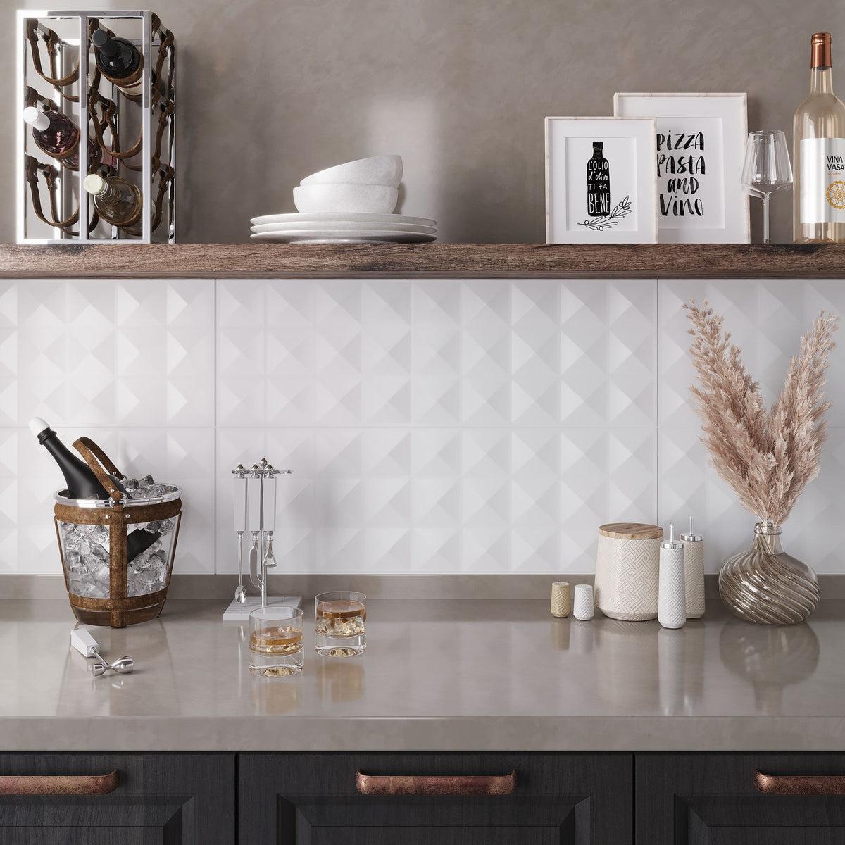 Pantry with Neutral Blanco Guiza Backsplash