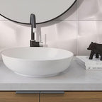 Bathroom Sink in Background of NEUTRAL BLANCO SOHO PORCELAIN TILE Wall