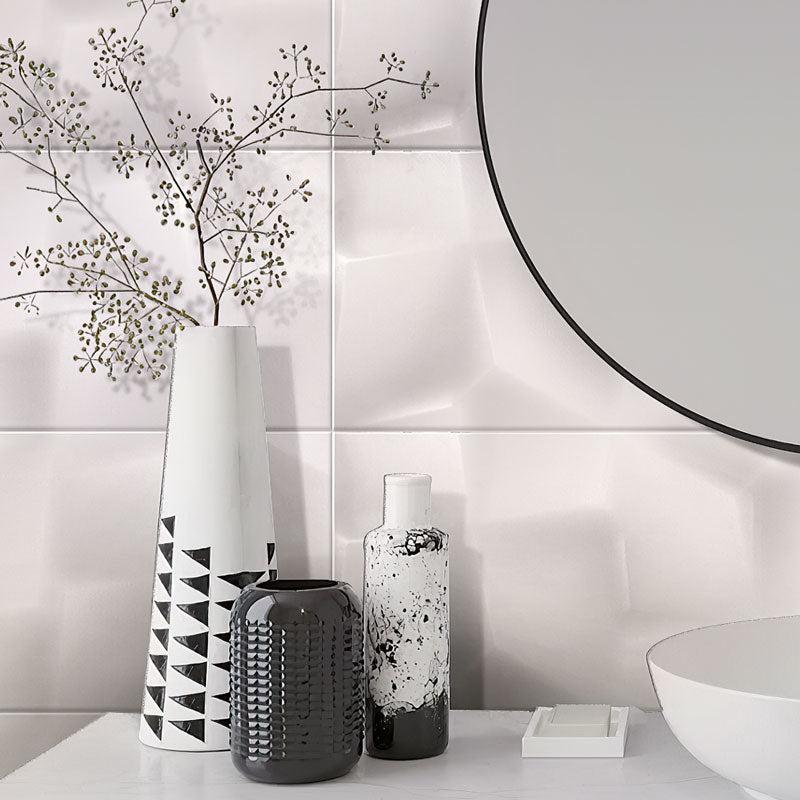 NEUTRAL BLANCO SOHO PORCELAIN TILE in Bathroom of Black & White
