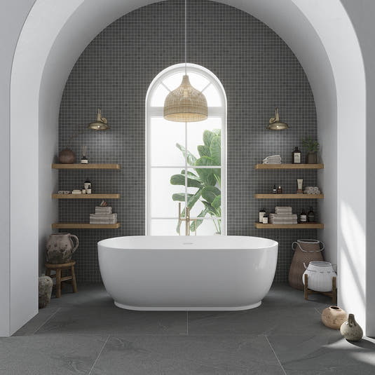 Newport Anthracite Concrete Look Mosaic Tile 12x12 | Tile Club