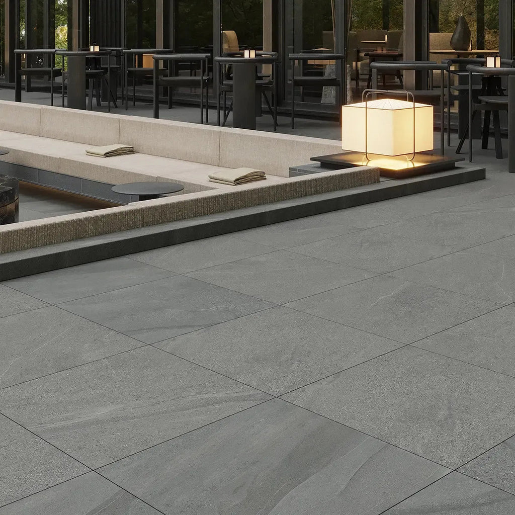 Newport Anthracite Concrete Look Porcelain Tile 24x24 Outdoor Patio Flooring