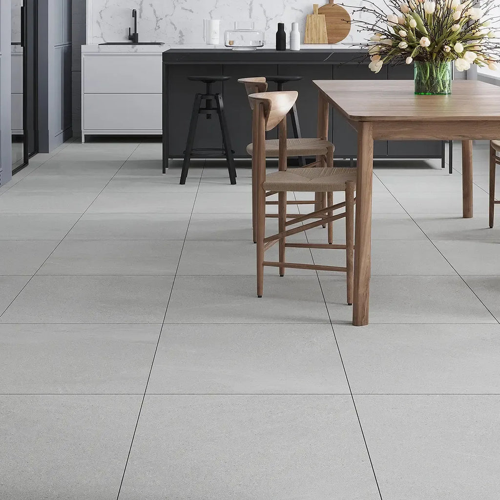 Newport Cold Gray Concrete Look Porcelain Tile 24x24 Kitchen Floor