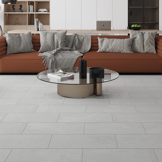 Newport Cold Gray Concrete Look Porcelain Tile 12x24 Living Room Floor