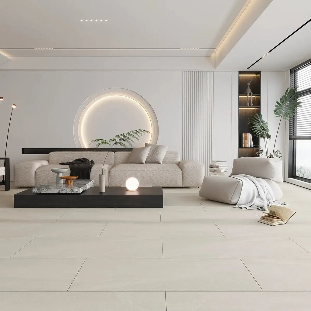 Newport Ivory Concrete Look Porcelain Tile 24x48 | Tile Club