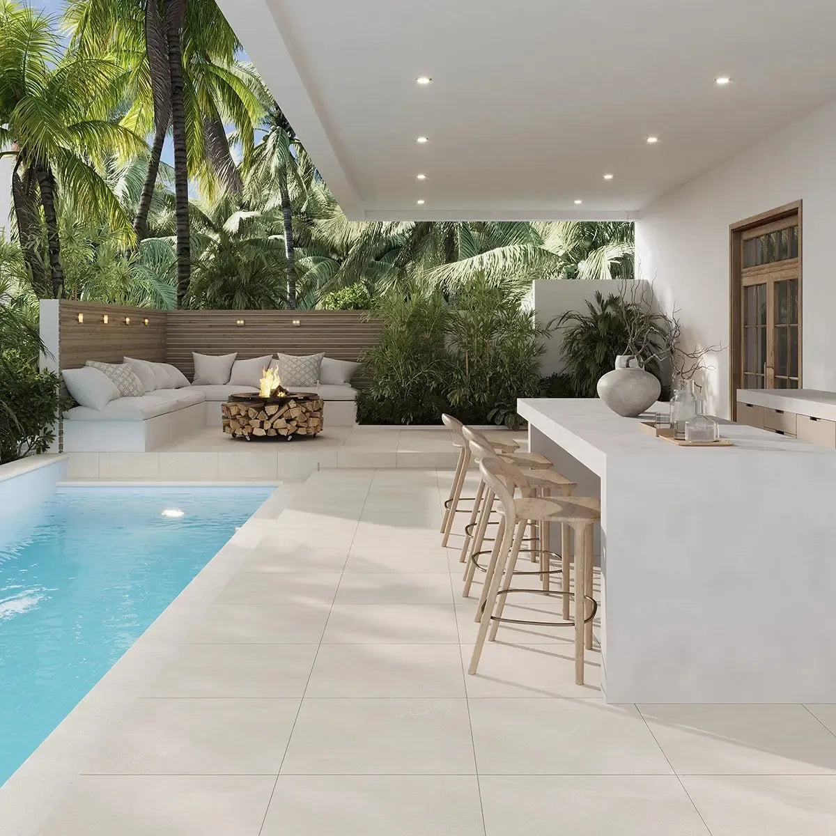 Newport Ivory Concrete Look Porcelain Tile 24x24 | Tile Club