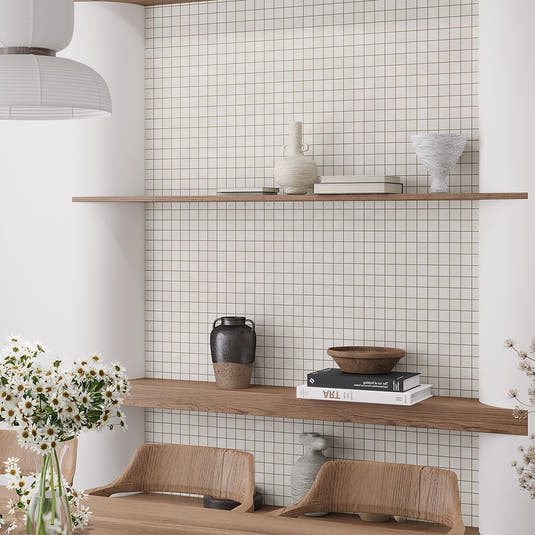 Newport White Concrete Look Mosaic Tile 12x12 Accent Wall