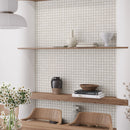 Newport White Concrete Look Mosaic Tile 12x12 Accent Wall