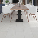 Newport White Concrete Look Porcelain Tile 12x24 Dining Room Flooring