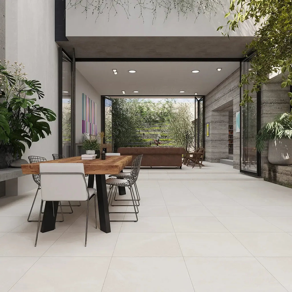 Newport White Concrete Look Porcelain Tile 24x24 | Tile Club