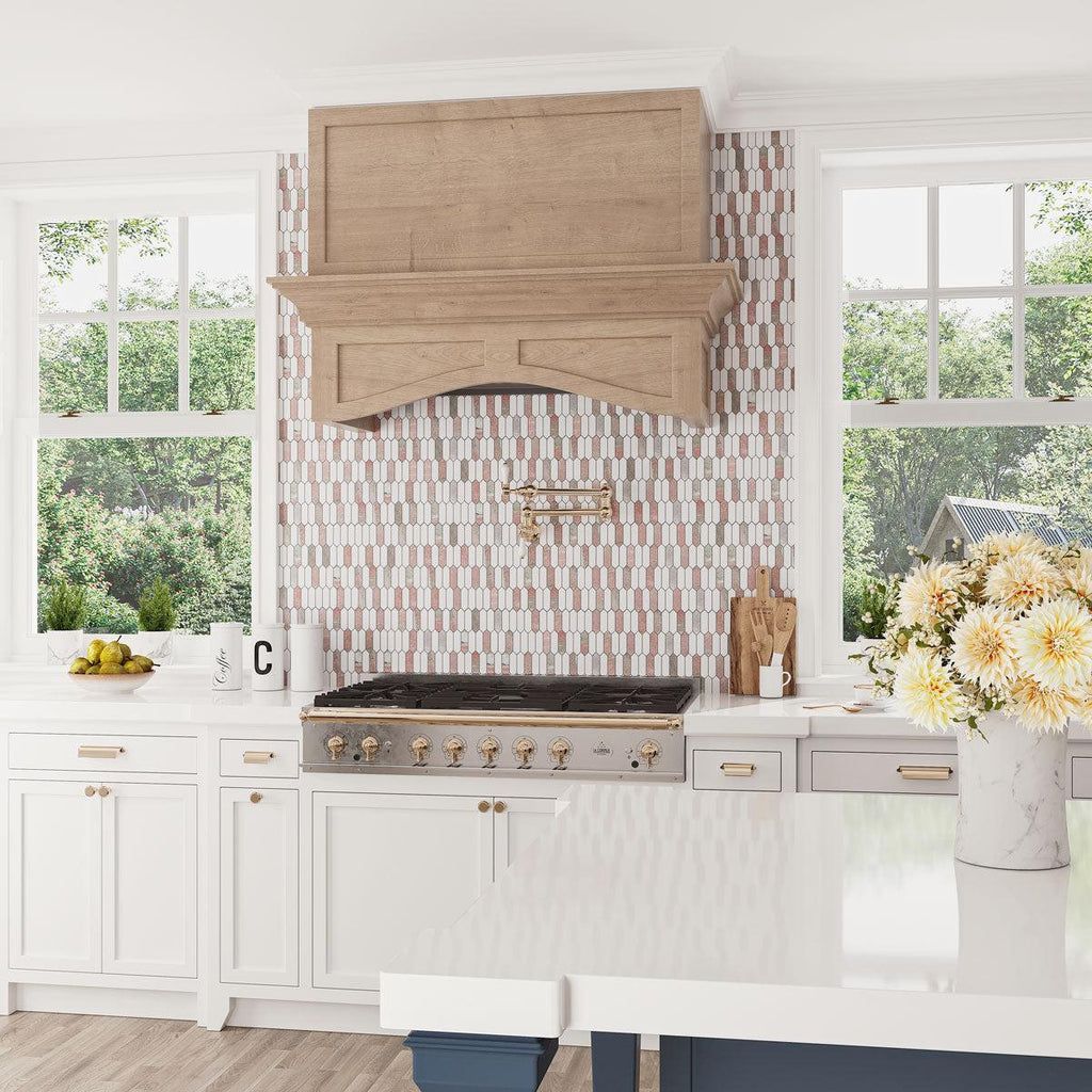 Norwegian Rose Marble Mosaic Picket Tile | Tile Club