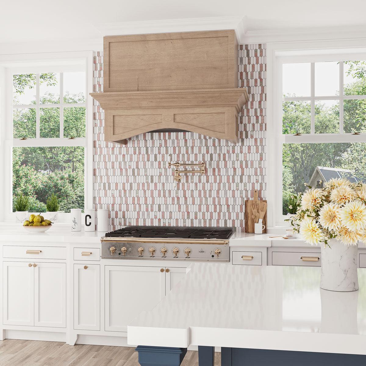 Norwegian Rose Marble Mosaic Picket Tile | Tile Club