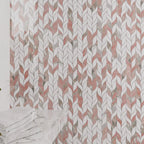 Norwegian Rose Pink and White Leaf Marble Mosaic Tile Shower Wall